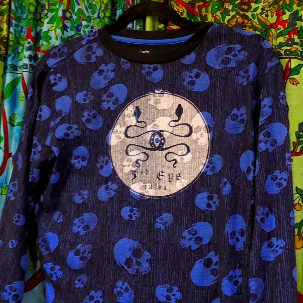 "Third Eye" Snake detail upcycled shirt from Tulsa OK